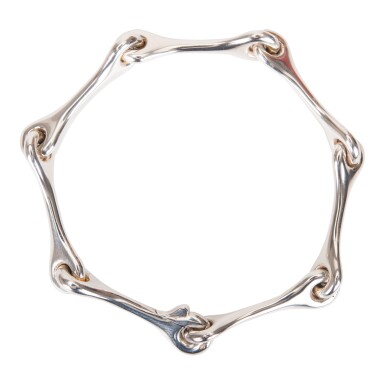 View full screen - View 1 of Lot 218. Hermès Sterling Silver Elongated Link Equestrian Bracelet.