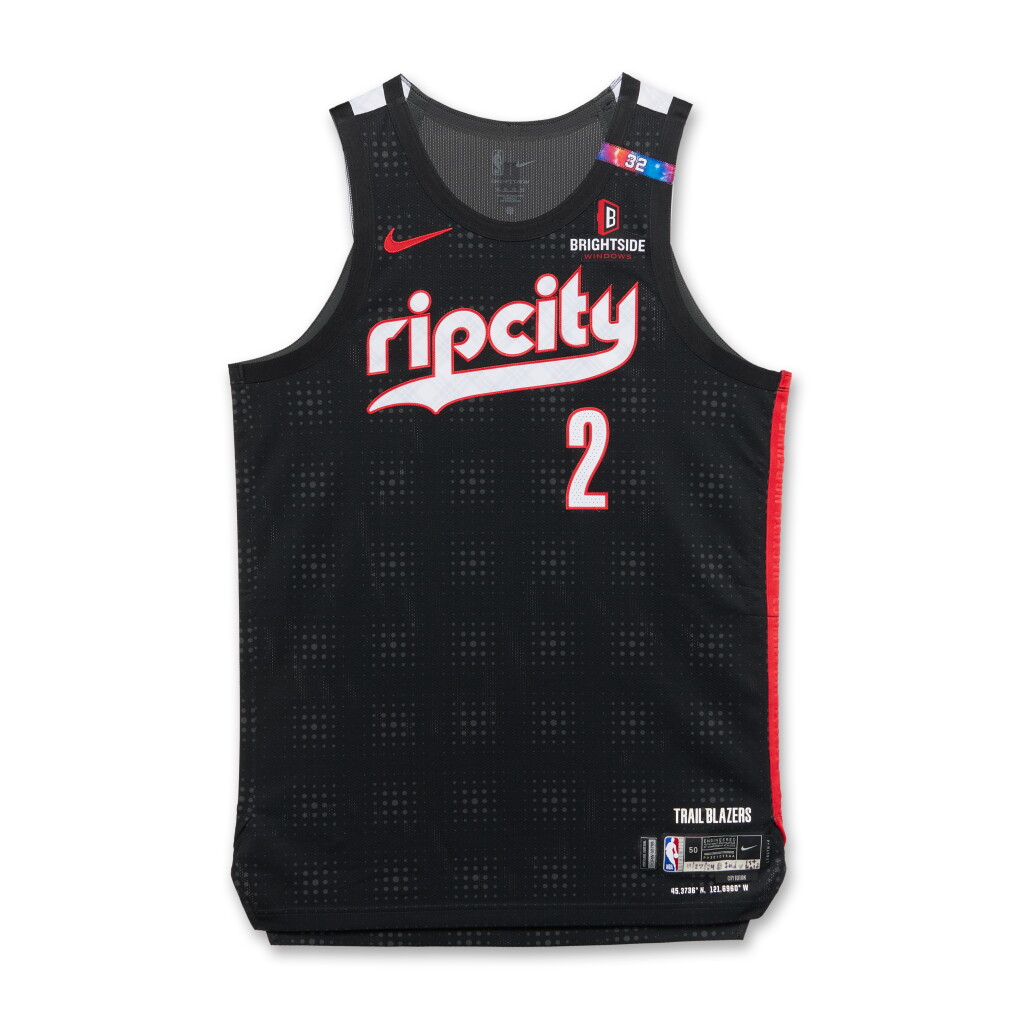 View full screen - View 1 of Lot 238. Deandre Ayton Portland Trail Blazers 2024-2025 Game Worn City Edition Jersey | Double-Double.