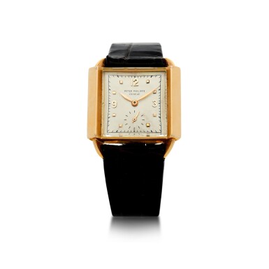 View full screen - View 1 of Lot 141. REFERENCE 2425 'SKATER' A PINK GOLD SQUARE WRISTWATCH, MADE IN 1947.