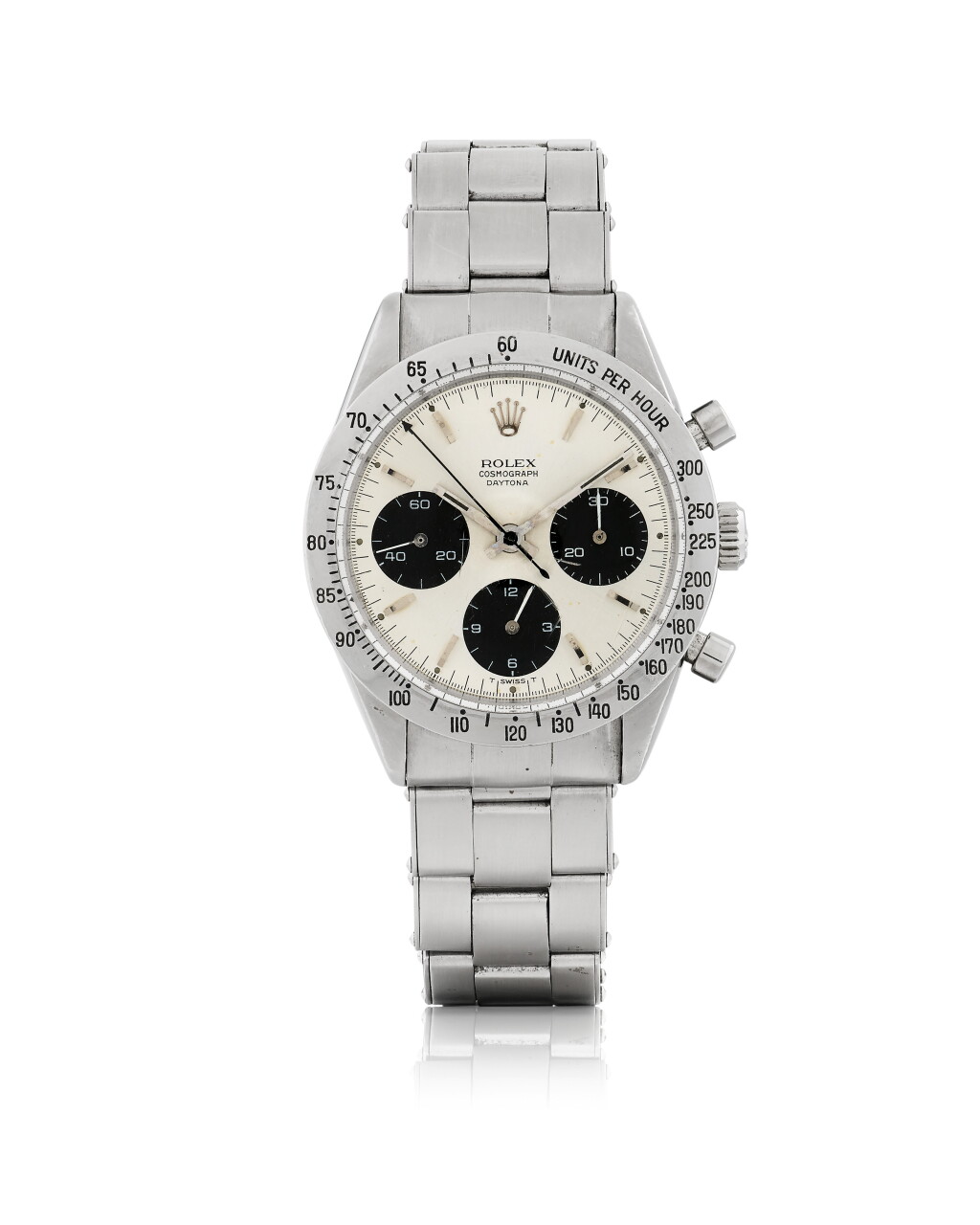 View full screen - View 1 of Lot 5. ROLEX | 'SMALL' DAYTONA, REF 6239 STAINLESS STEEL CHRONOGRAPH WRISTWATCH WITH BRACELET CIRCA 1966.