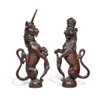 Two Early Victorian Carved Oak Heraldic Finials, Second Quarter 19th Century