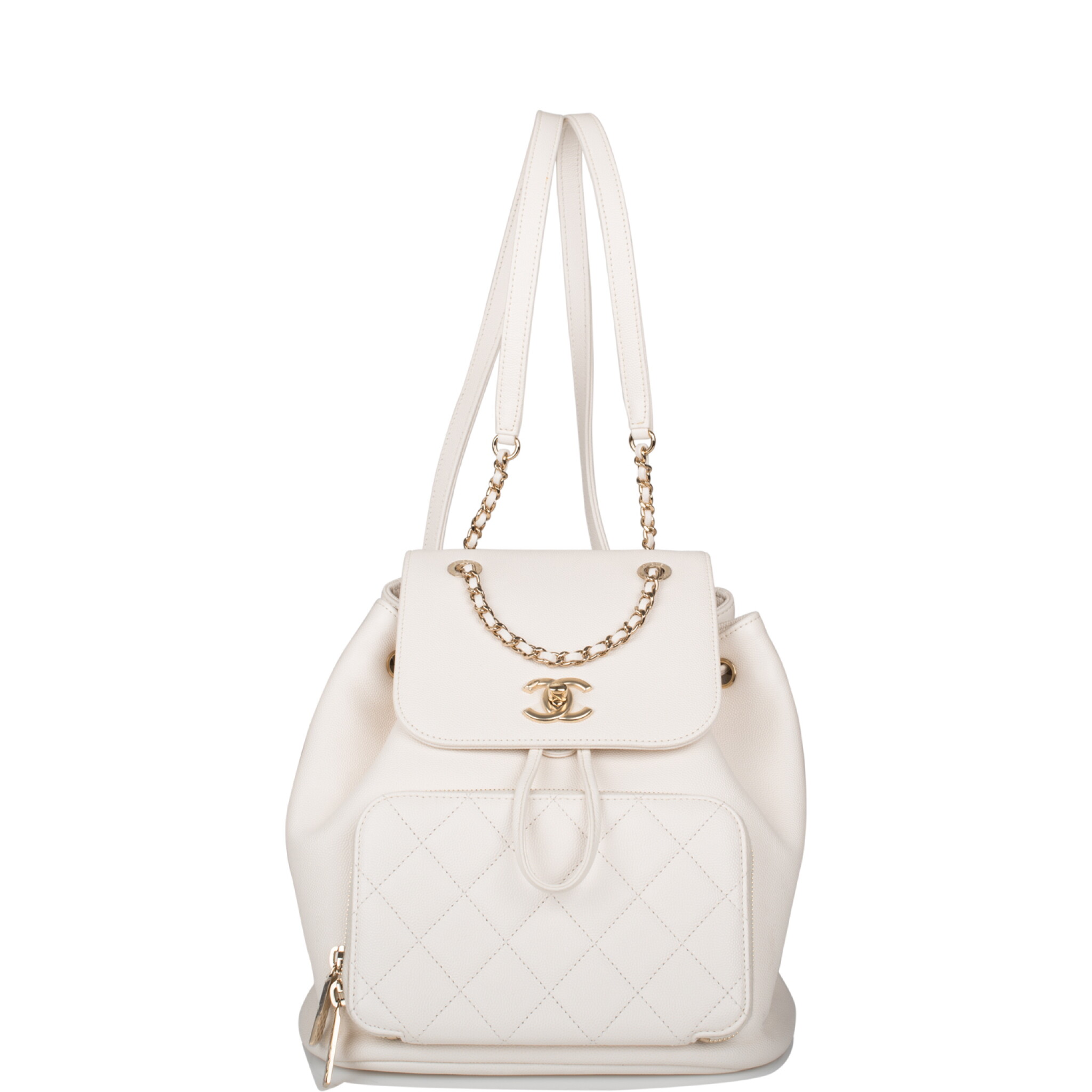 Chanel White Caviar Affinity Backpack With Light Gold Tone Hardware Handbags Accessories 2020 Sotheby S