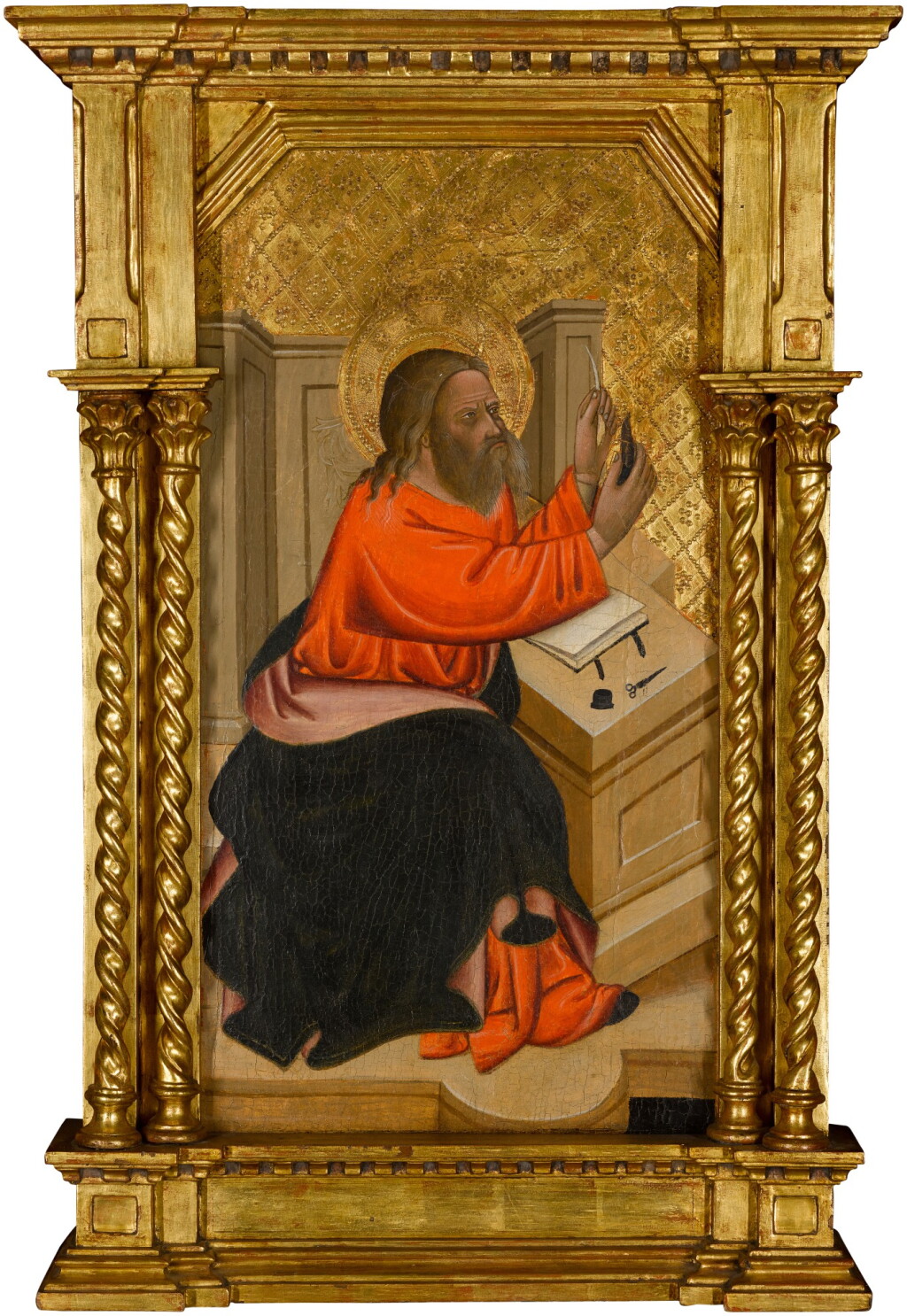 View full screen - View 1 of Lot 58. CECCO DI PIETRO | AN EVANGELIST SHARPENING HIS QUILL.