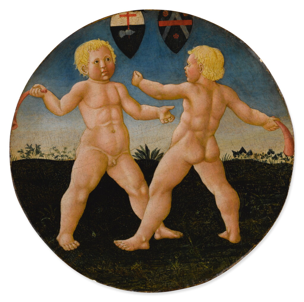 View full screen - View 1 of Lot 8. GIOVANNI DI SER GIOVANNI GUIDI, CALLED SCHEGGIA | TWO BOYS AT PLAY, A DESCO DA PARTO.