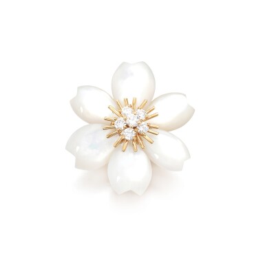 View full screen - View 1 of Lot 86. Mother-of-pearl and diamond brooch, 'Rose de Noël'.