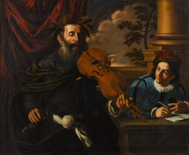 View full screen - View 1 of Lot 387. Homer playing the violin, in the company of a pupil.