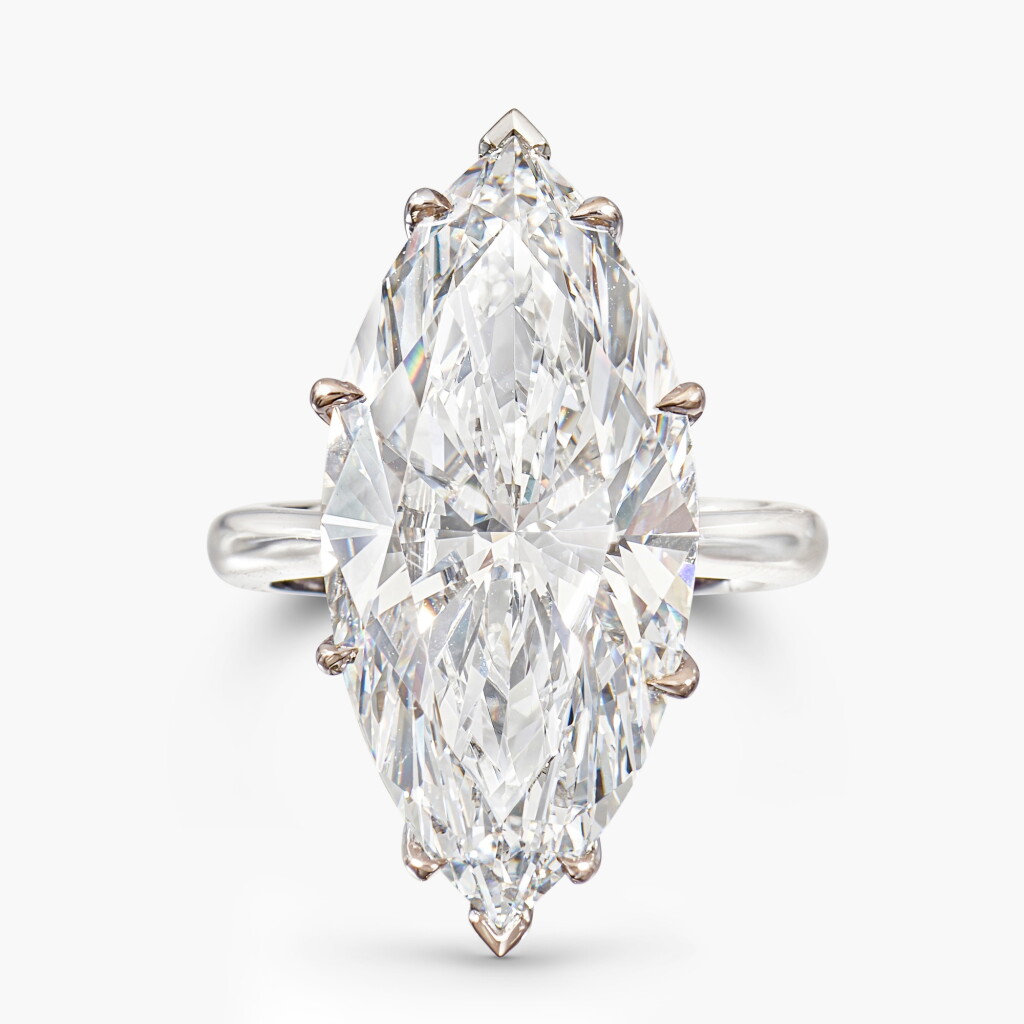 View full screen - View 1 of Lot 1764. Diamond Ring | 10.01克拉 欖尖形 D色 内部無瑕 鑽石 戒指.