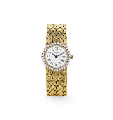View full screen - View 1 of Lot 62. Montre bracelet de dame or et diamants | Lady's gold and diamond bracelet watch.