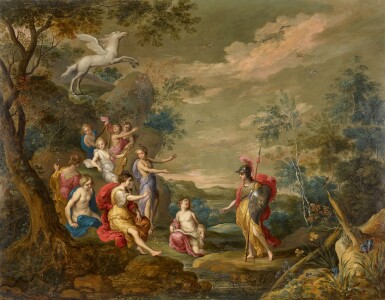 View full screen - View 1 of Lot 112. Landscape with Minerva and the Muses.