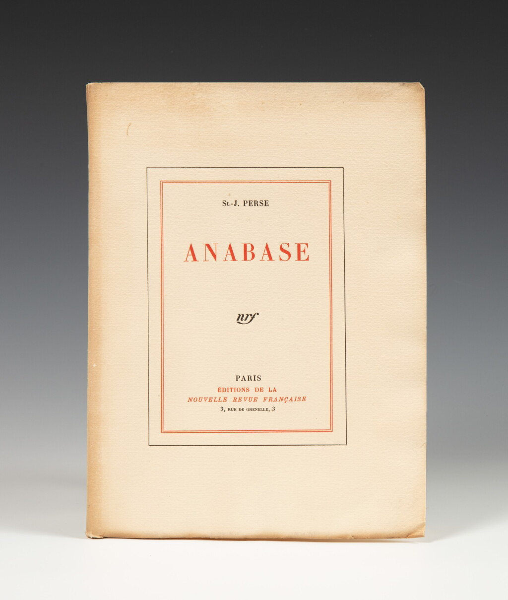 View full screen - View 1 of Lot 95. Saint-John Perse, Anabase NRF 1924, 1/15 ex. sur Whatman.