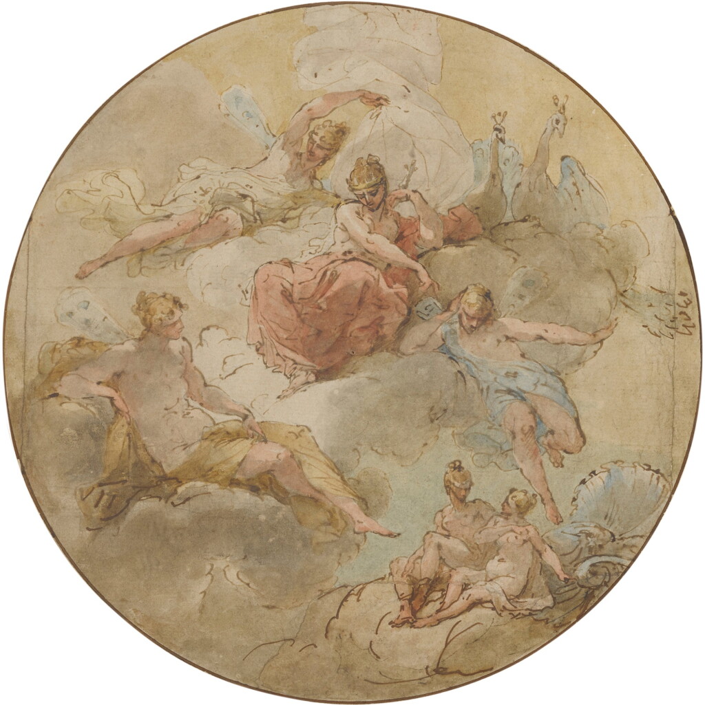 View full screen - View 1 of Lot 124. Study for a ceiling decoration, with Juno and her Nymphs.