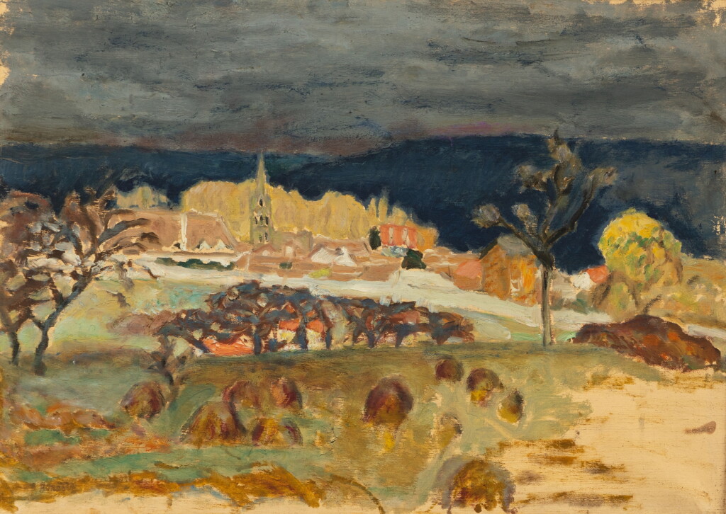 View full screen - View 1 of Lot 217. Village, ciel d'orage (esquisse).