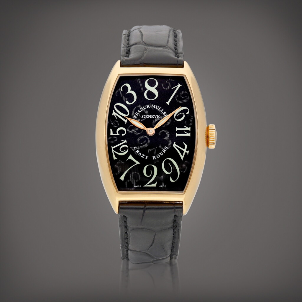View full screen - View 1 of Lot 8787. Crazy Hours, Reference 5850 CH | A pink gold wristwatch with jumping hour hand, Circa 2004 | Crazy Hours 型號5850 CH | 粉紅金腕錶,備跳時針,約2004年製.