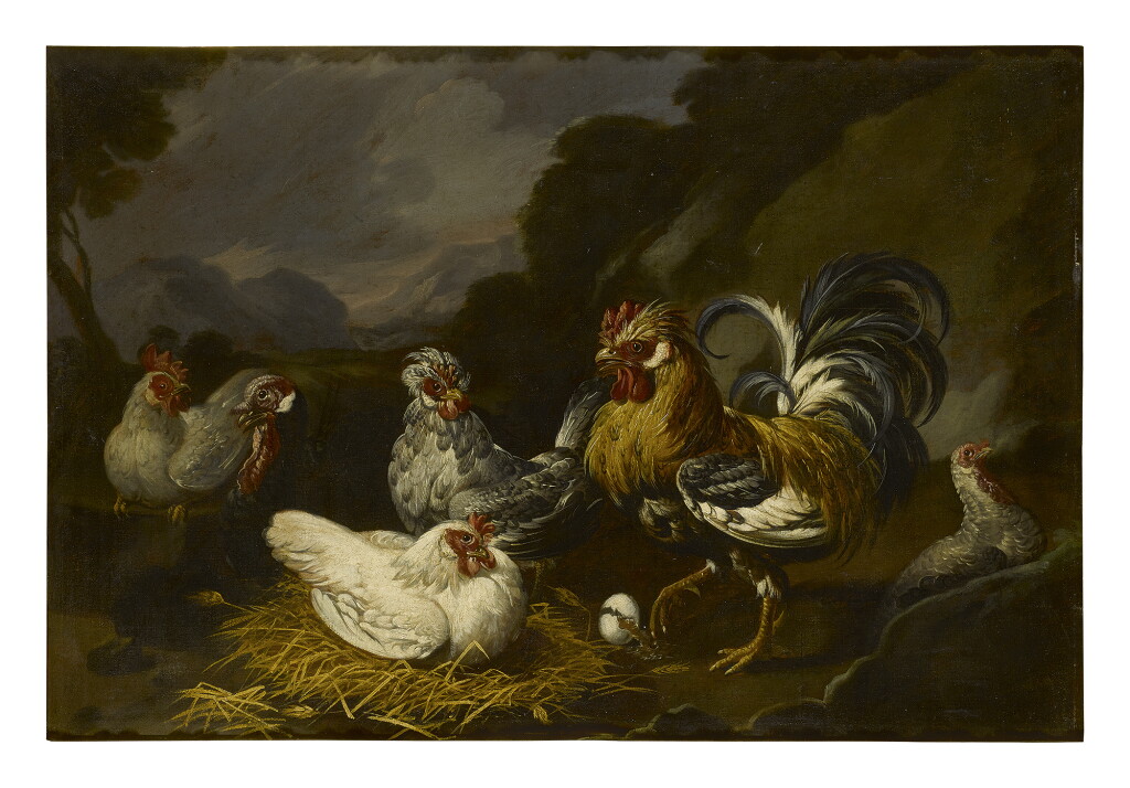 View full screen - View 1 of Lot 249. CIRCLE OF GIOVANNI AGOSTINO CASSANA | FOWL IN A LANDSCAPE.