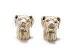 A pair of large silver-gilt and precious stones saltcellars in the shape of a boxer's head, London, 1963 | Paire de grandes salières en vermeil et pierres précieuses en forme de têtes de boxer, Londres, 1963