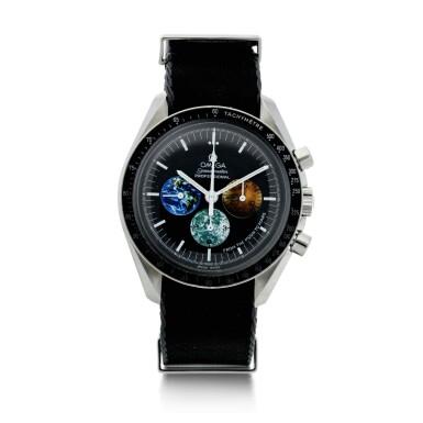 View full screen - View 1 of Lot 40. Reference 3577.50.00 Speedmaster 'From the Moon to Mars' A stainless steel chronograph wristwatch with bracelet and earth, moon and mars motif counters, Circa 2005.