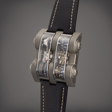 View full screen - View 1 of Lot 22. Reference CAB006-101-036 Winch Tourbillon Vertical | A limited edition titanium semi-skeletonized tourbillon wristwatch, Circa 2009 | Cabestan 型號 CAB006-101-036 Winch Tourbillon Vertical 限量版鈦金屬半鏤空陀飛輪腕錶,製作年份約 2009.