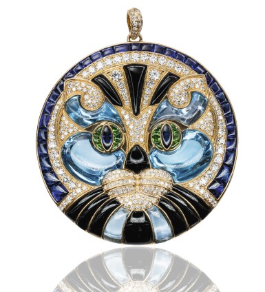 View full screen - View 1 of Lot 15. Gem set and diamond pendant, 'Cat', Michele della Valle.
