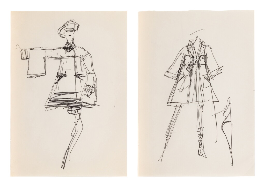 View full screen - View 1 of Lot 5. Two original sketches for fashion.