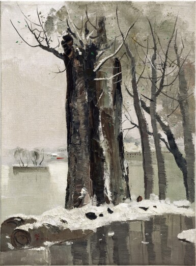 View full screen - View 1 of Lot 12. Wu Guanzhong 吳冠中 | Snow in Beijing 北京雪.