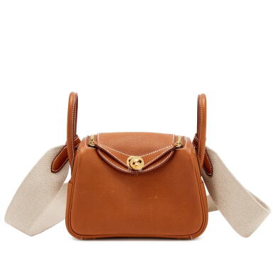 View full screen - View 1 of Lot 75. Fauve Barenia Mini Lindy 20 Gold Hardware, 2024.