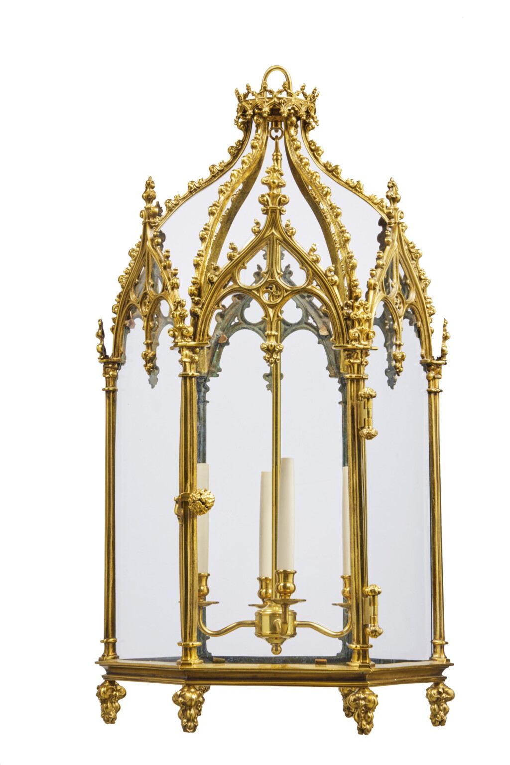 View full screen - View 1 of Lot 1107. A Regency Gilt-Bronze and Glazed Hexagonal Lantern, Circa 1820.
