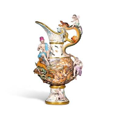View full screen - View 1 of Lot 232. A Meissen Porcelain Ewer Emblematic of 'Fire' from a Set of The Four Elements, Circa 1870.