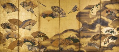 View full screen - View 1 of Lot 9. Anonymous | Scattered fans | Edo period, late 17th - early 18th century.