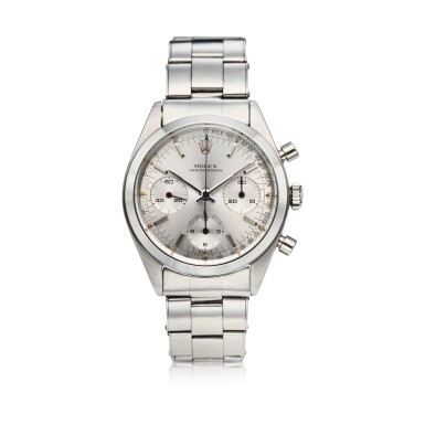 View full screen - View 1 of Lot 215. Reference 6238 'Pre-Daytona' A stainless steel chronograph wristwatch with bracelet, Circa 1963.