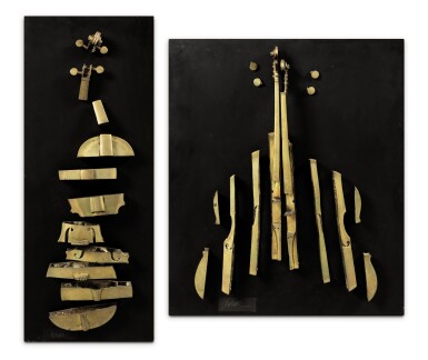 View full screen - View 1 of Lot 295. Broken Violin (in 2 parts).