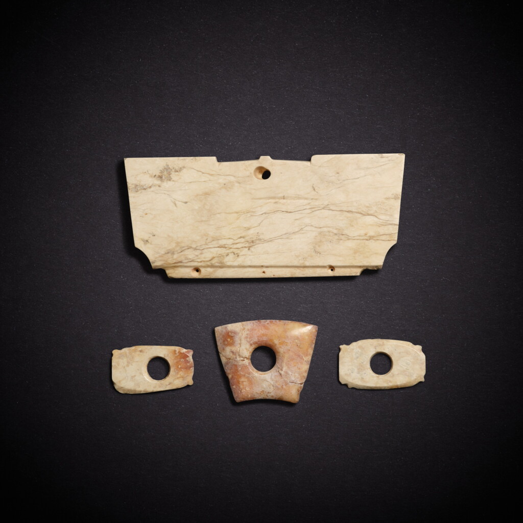 View full screen - View 1 of Lot 7801. Four jade ornaments, Neolithic period | 新石器時代 玉飾四件.