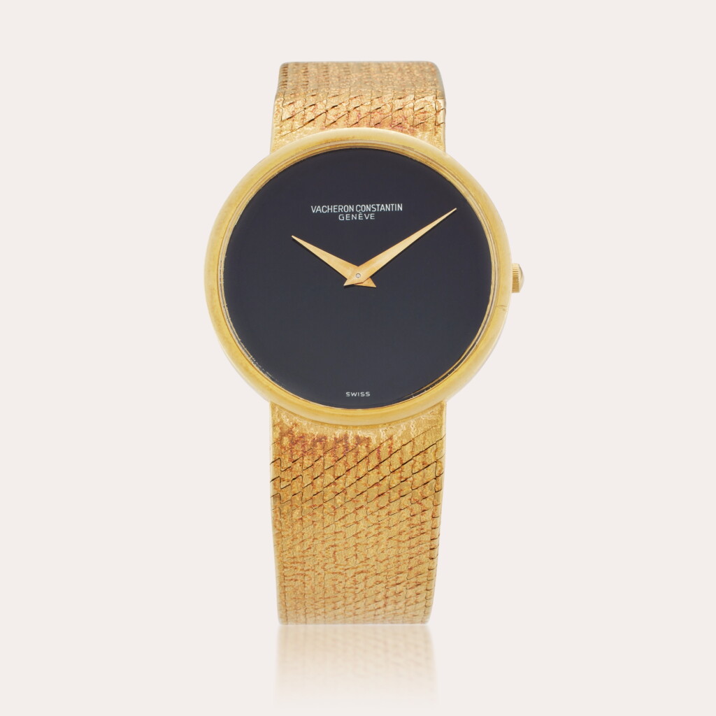 View full screen - View 1 of Lot 379. Reference 7291 P | A yellow gold bracelet watch with onyx dial, Circa 1975.