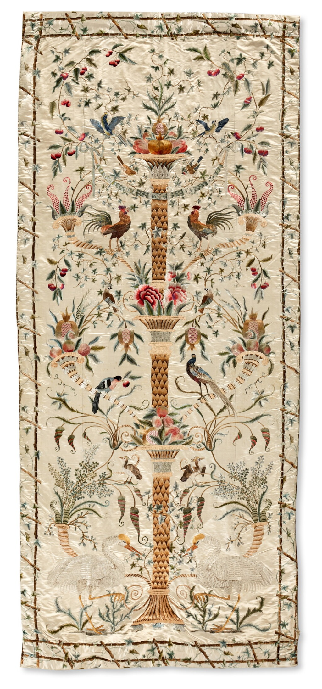 View full screen - View 1 of Lot 29. Two Chinese Silk Embroidered Hangings, Guangzhou (Canton), for the Western Export Market, Qing Dynasty, early 19th century.