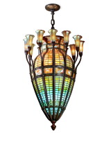 Twelve-Light "Turtle-Back and Lily" Chandelier