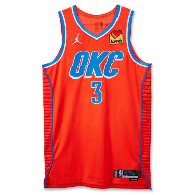 View full screen - View 1 of Lot 14. Josh Giddey Oklahoma City Thunder 2021-2022 Game Worn Away Jersey.