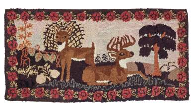 View full screen - View 1 of Lot 140. American Pictorial Hooked Rug, Late 19th or Early 20th Century .