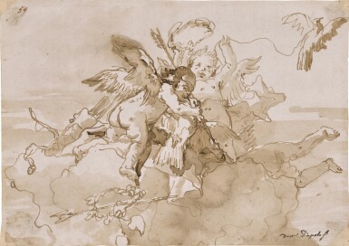 View full screen - View 1 of Lot 702. Three frolicking putti.