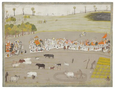 View full screen - View 1 of Lot 368. A NAWAB AND HIS RETAINERS IN PROCESSION, INDIA, MURSHIDABAD, CIRCA 1760-1770.