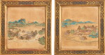 Two rare imperial album leaves from the series Thirty-six Views of the Imperial Summer Palace at Jehol, Qing dynasty, Kangxi period | 清康熙 御製避暑山莊三十六景圖「水芳岩秀」及「遠近泉聲」