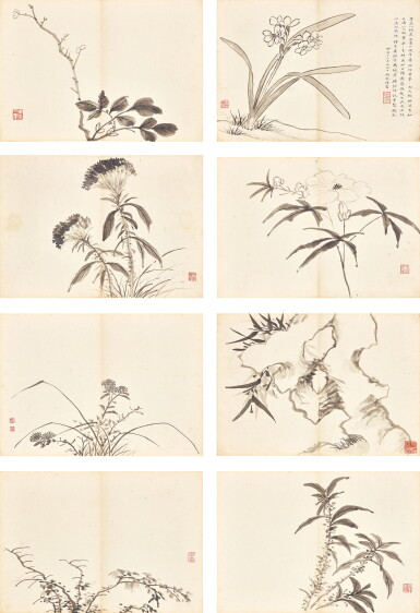 View full screen - View 1 of Lot 6032. 吳大澂 花卉冊 | Wu Dacheng, Flowers.