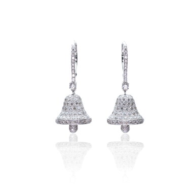 View full screen - View 1 of Lot 1. PAIR OF DIAMOND EARRINGS, MICHELE DELLA VALLE.