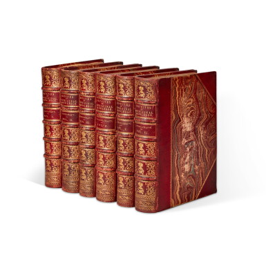 View full screen - View 1 of Lot 119. Schoolcraft | Archives of Aboriginal Knowledge..., 1860, 6 vols, contemporary half morocco gilt, the Brayton Ives copy.