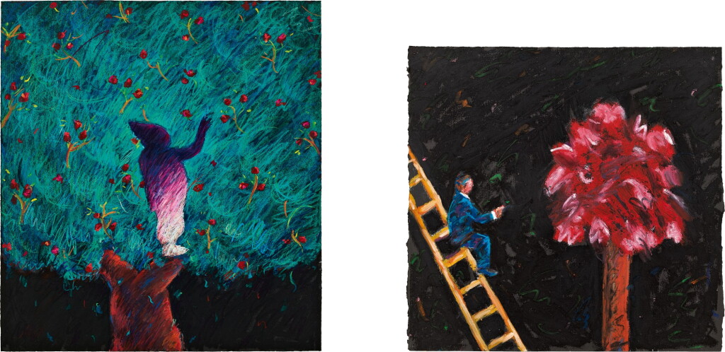 View full screen - View 1 of Lot 845. Tony Wong 黃榮禧 | a. Cherry Light b. Man Who Talks to The Tree a. 櫻桃燈 b. 對樹說話的男人.