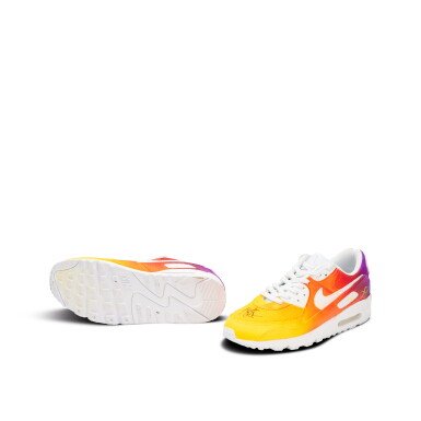 View full screen - View 1 of Lot 66. Jordan Ott Phoenix Suns 2025-2026 Game Worn and Signed Custom Air Max 90s | To The Max Foundation .