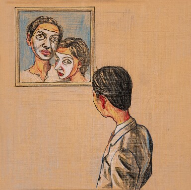 View full screen - View 1 of Lot 556. Zeng Fanzhi 曾梵志 | Study for Mask Series 面具系列習作.