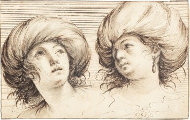 View full screen - View 1 of Lot 661. Two heads of young women, wearing turbans.