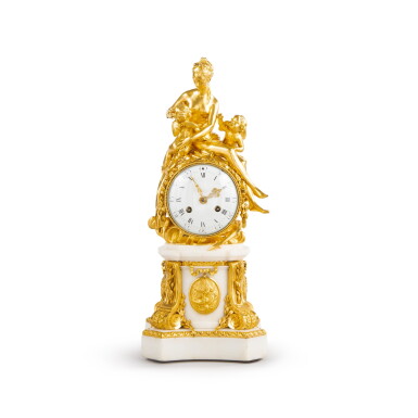View full screen - View 1 of Lot 1400. A Louis XVI gilt-bronze and marble mantel clock, late 18th century.