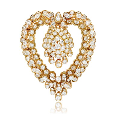 View full screen - View 1 of Lot 32. Diamond pendant brooch, circa 1970.