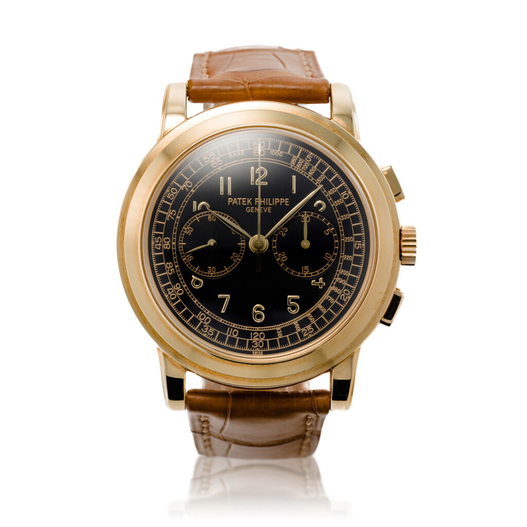 View full screen - View 1 of Lot 50. Reference 5070J | A yellow gold chronograph wristwatch, Circa 2000 | 百達翡麗 5070J | 型號黃金計時腕錶,約2000年製.