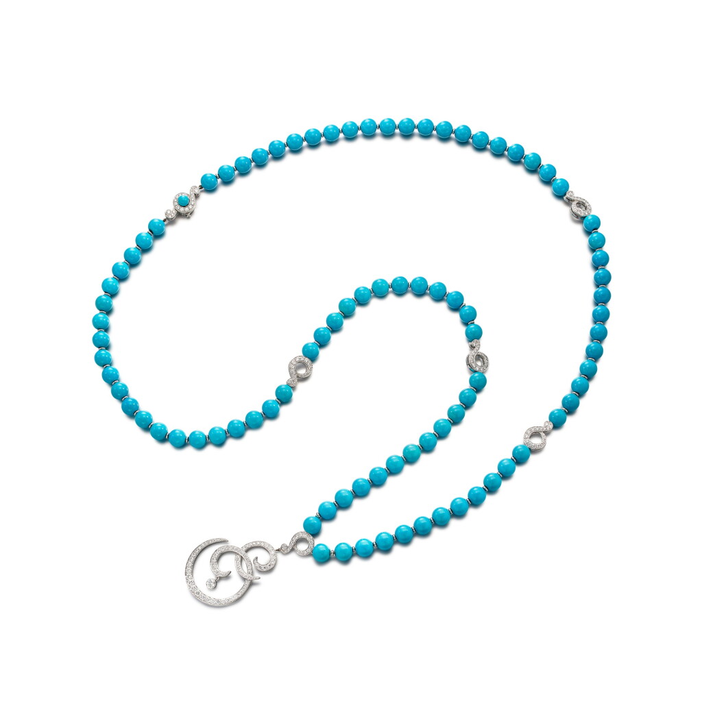 View full screen - View 1 of Lot 1635. ‘Couleurs de Paradis‘ Turquoise and Diamond Pendent Necklace | 梵克雅寶 | ‘Couleurs de Paradis‘ 綠松石 配 鑽石 吊墜項鍊.